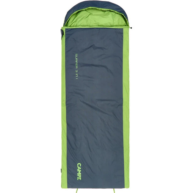CAMPZ Surfer 3in1 Sleeping Bag anthracite/green 1 CAMPZ Surfer 3in1 Sleeping Bag anthracite/green